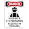 Signmission OSHA Danger Sign, Hard Hat And Eye Protection, 14in X 10in Rigid Plastic, 10" W, 14" H, Portrait OS-DS-P-1014-V-1289 - alternate 1